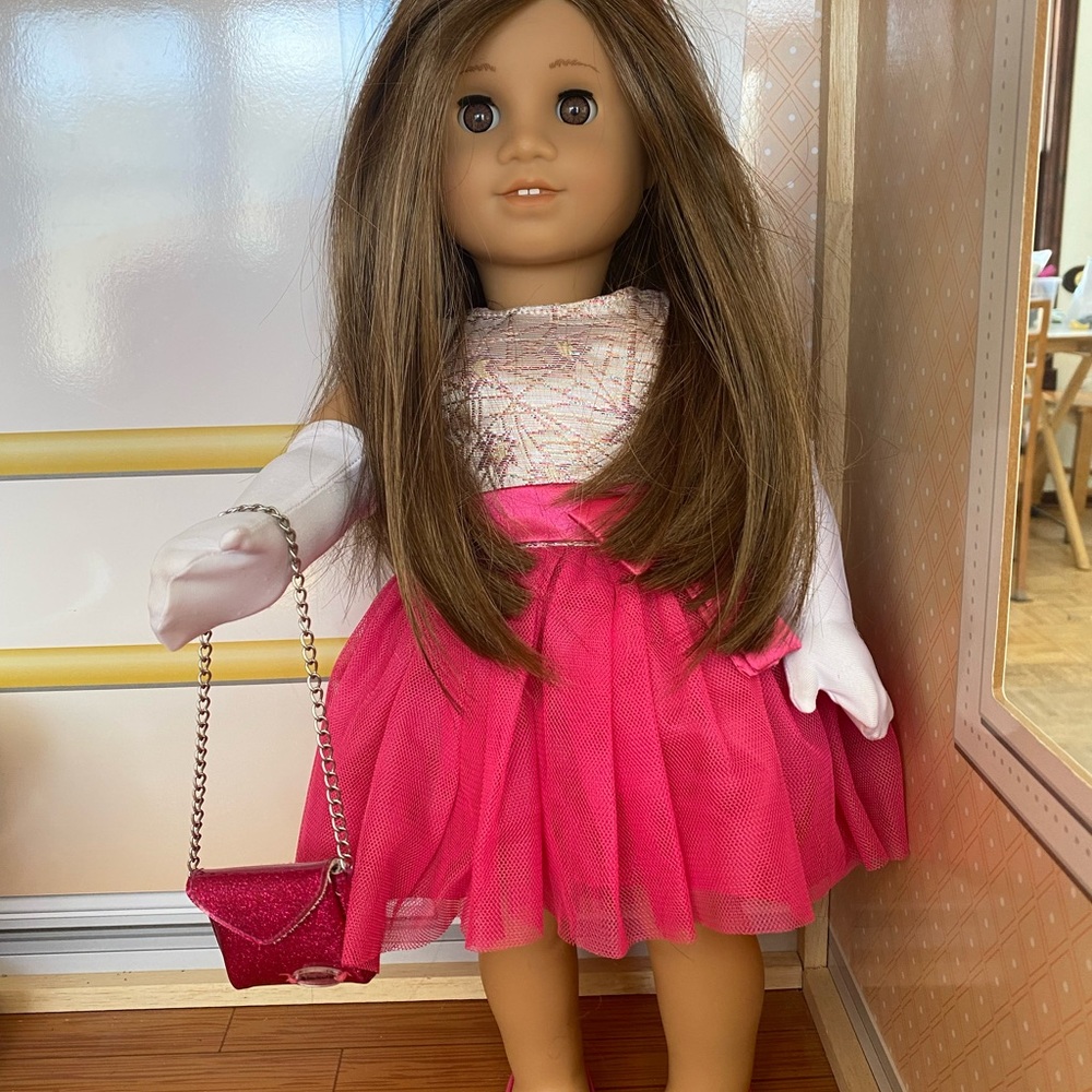 Pink Dress Doll with Brown Hair